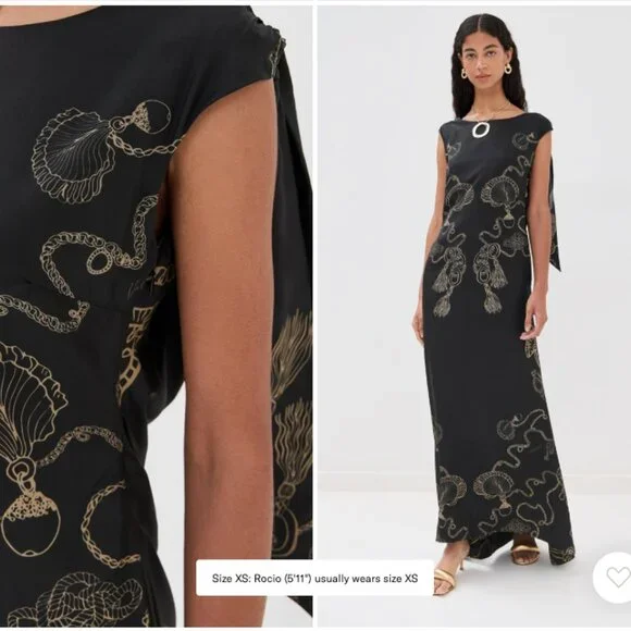 Isla & White seashell 🐚 chain rope anchor ⚓️ Nelda Silk Dress golden hour - Picture 10 of 10